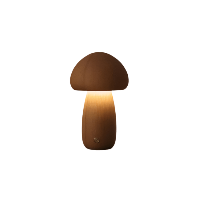Rechargeable Wooden Mushroom Lamp