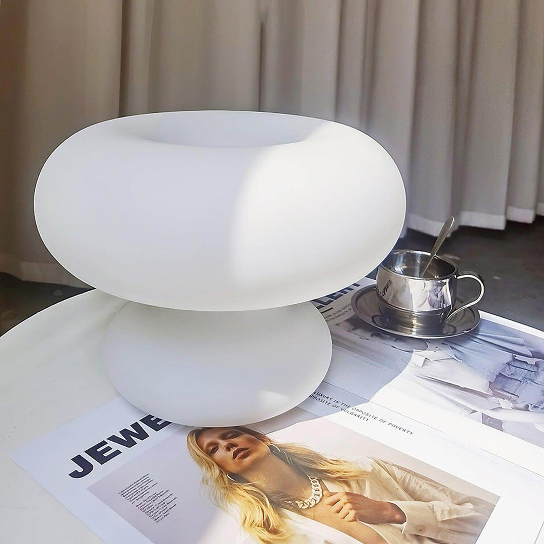 Modern Round Table Lamp with Metal Accent