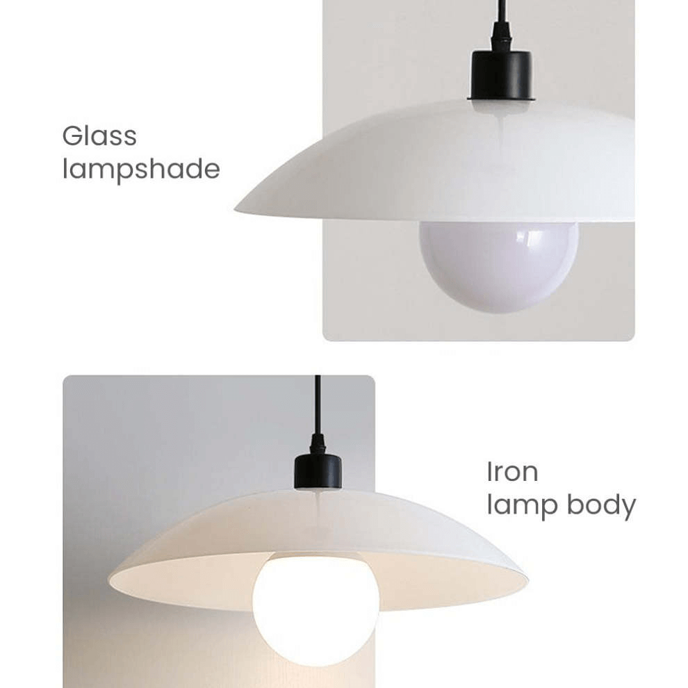 Modern White Glass Disc Pendant Light