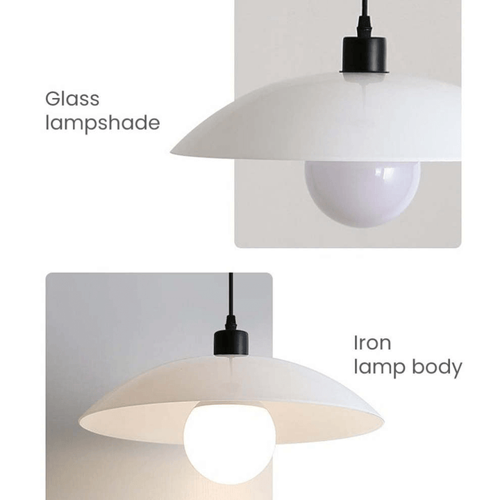 Modern White Glass Disc Pendant Light