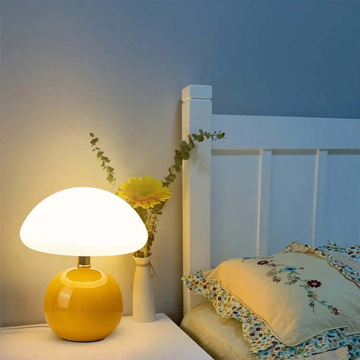 Ceramic Mushroom Lamp with Adjustable LED Light