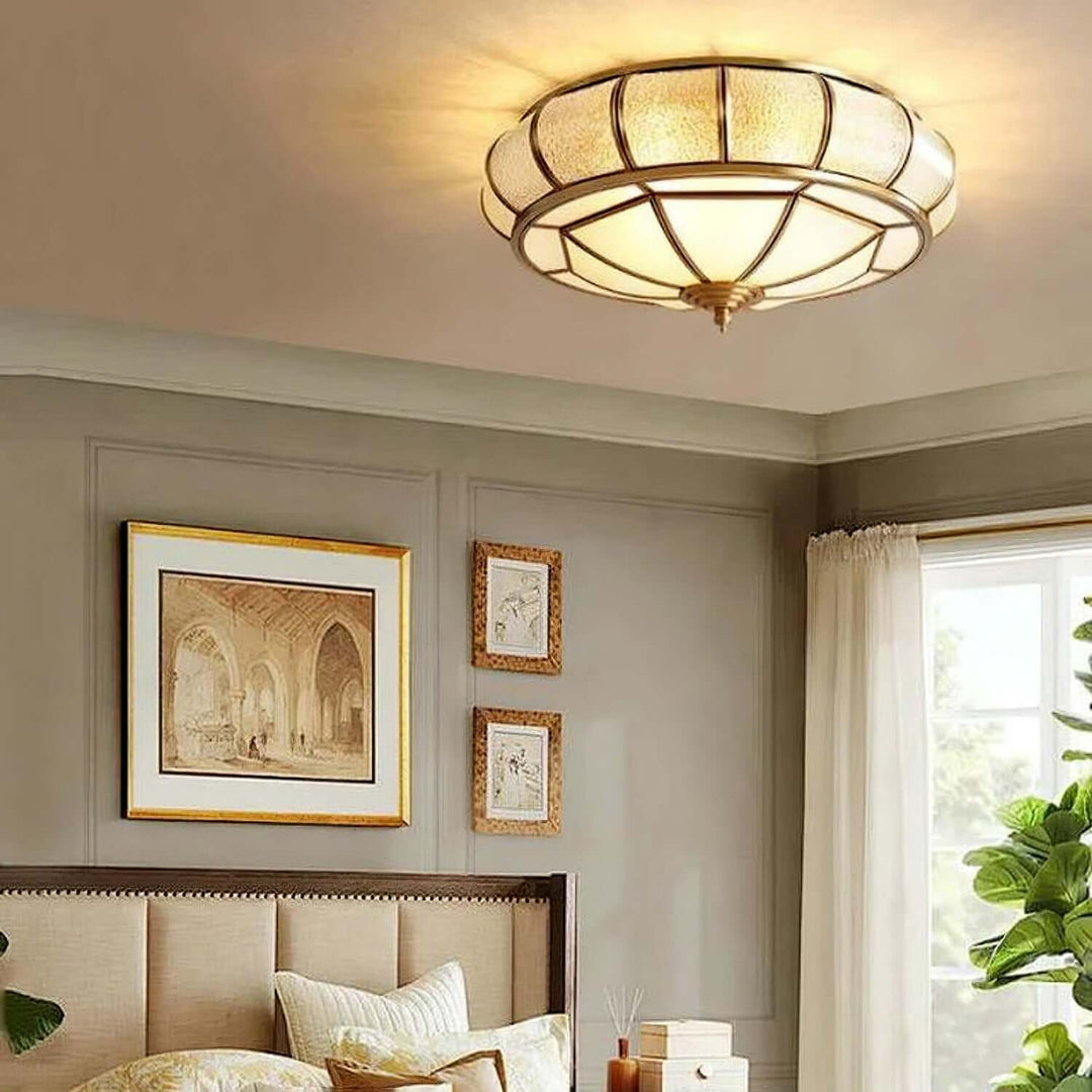 Round Textured Glass Ceiling Light Fixture
