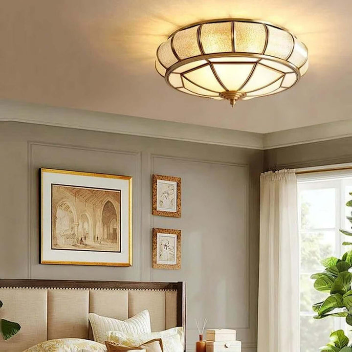 Round Textured Glass Ceiling Light Fixture