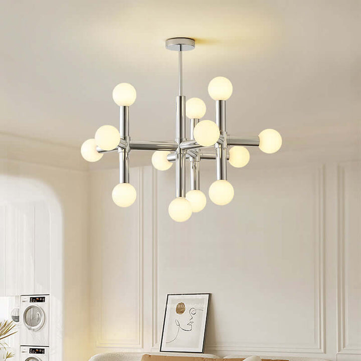 Modern Glass Ball Chandelier, 80cm, Chrome Finish