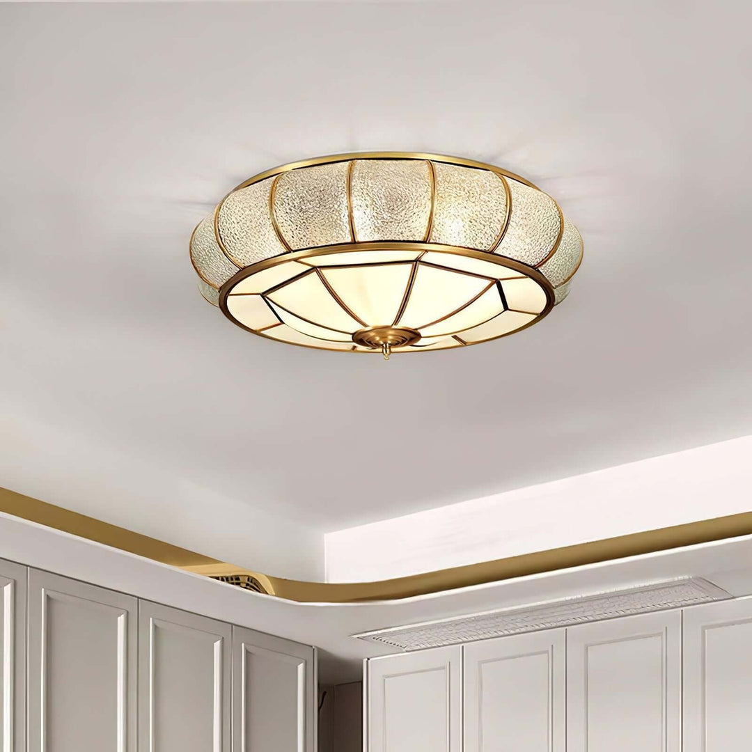 Round Textured Glass Ceiling Light Fixture