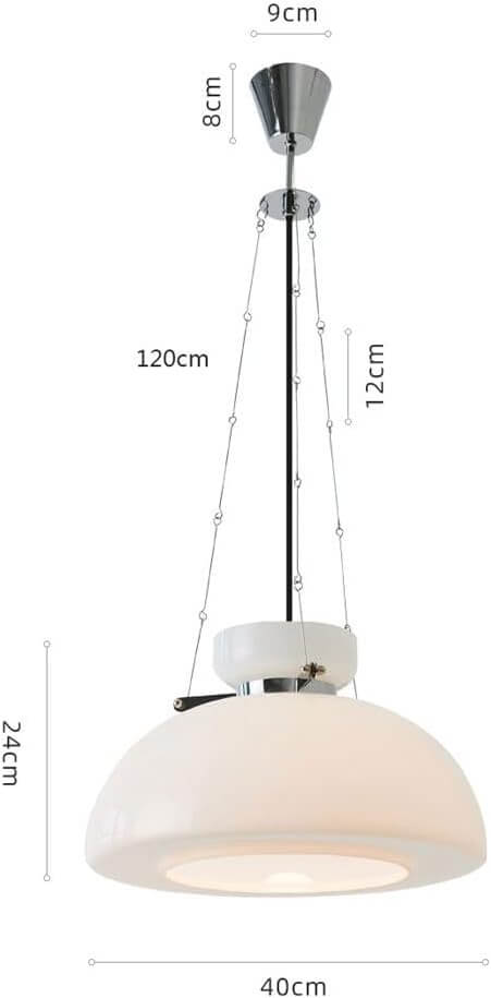 Milky Glass Pendant Light 40cm - Modern Hanging Ceiling Lamp