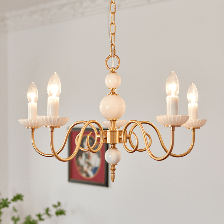 Retro Cream Glass Chandelier 3/5 Lamps