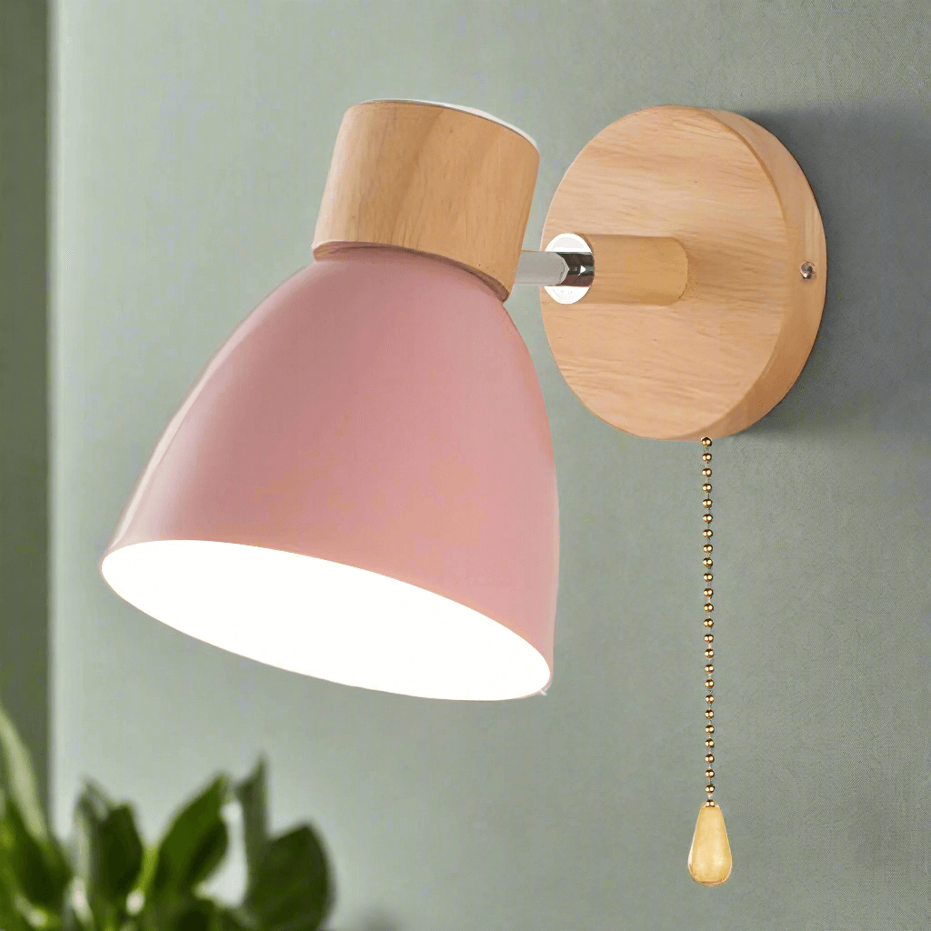 Nordic Modern Wood Hanging Wall Lamp with Switch