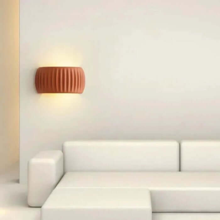 Ribbed Resin Wall Sconce - Art Deco Style