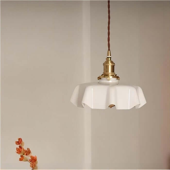Retro Floral Glass Hanging Lamp 25cm