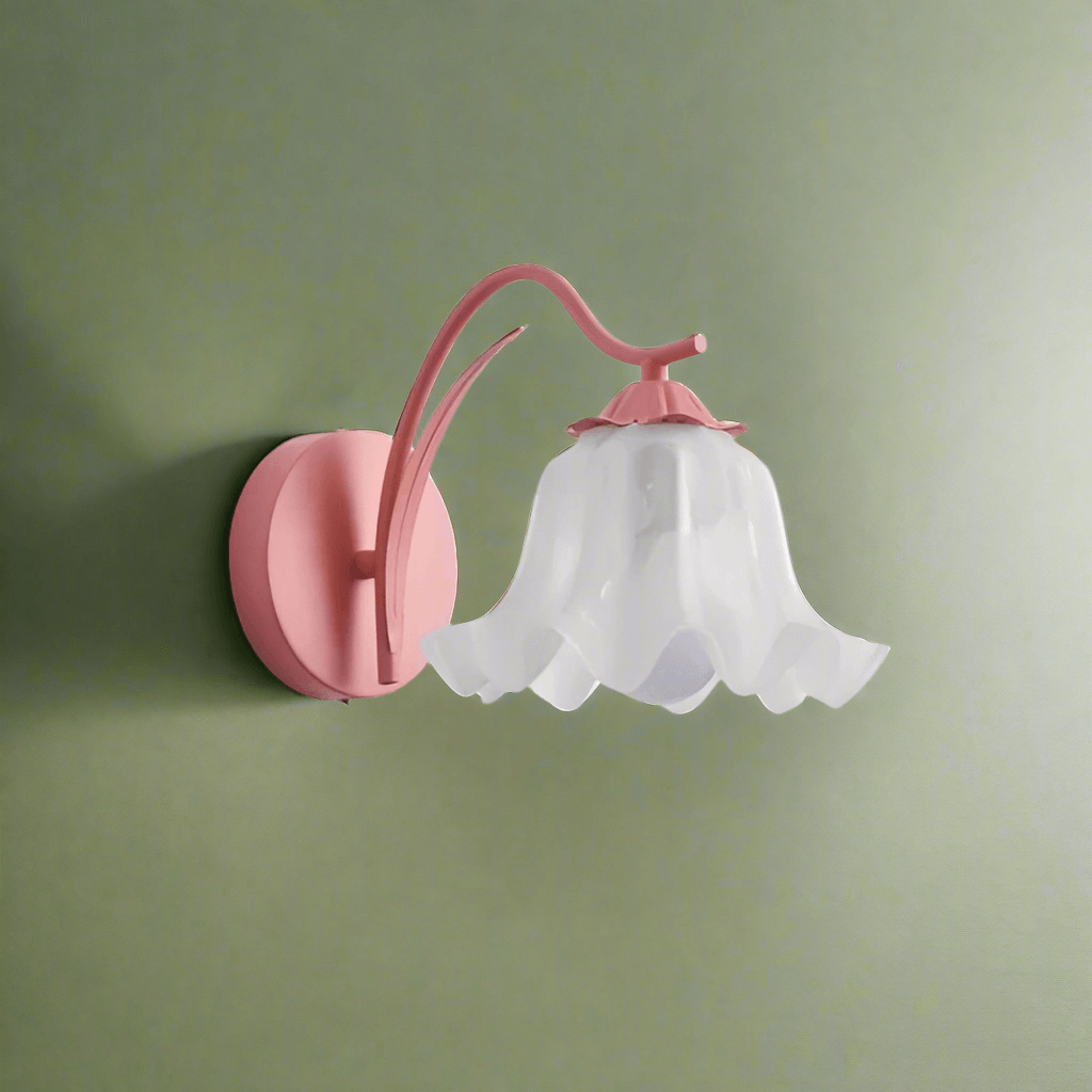 Retro Floral Metal Wall Lamp, Acrylic Shade, E27, Multiple Colors