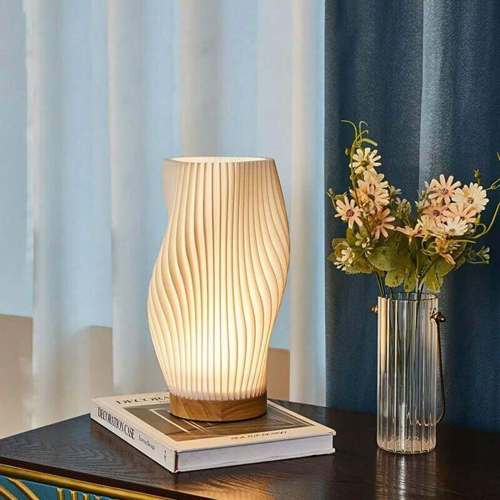 Modern Dimmable USB Desk Lamp with Wave Shade