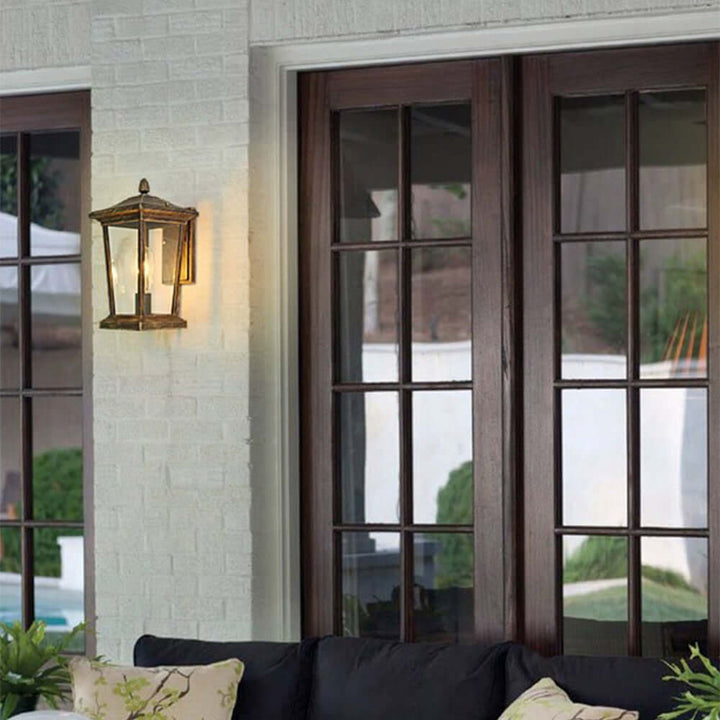 Waterproof Outdoor Wall Lamp, Farmhouse Style, Glass Shade