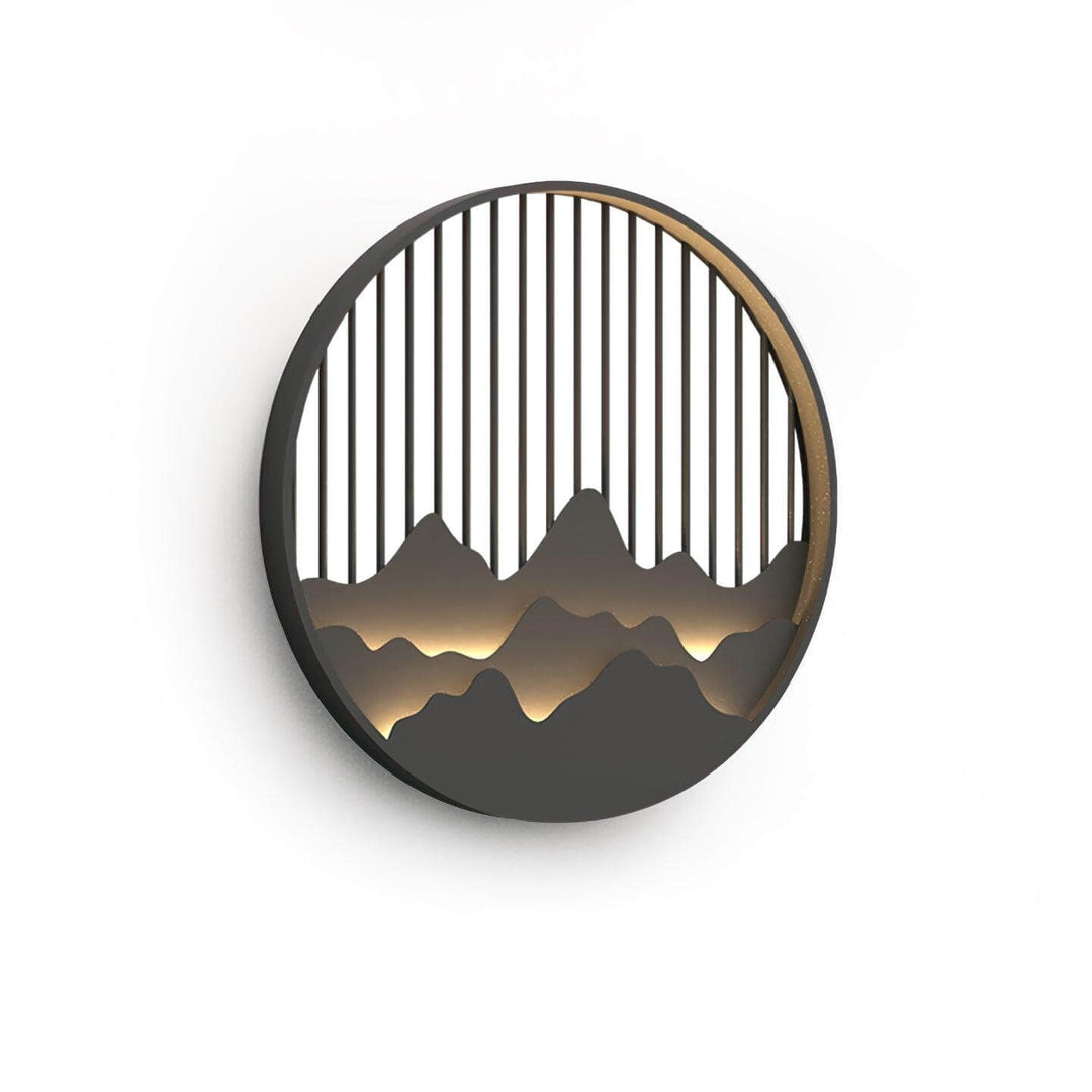 Outdoor LED Wall Light with Circular Mountain Motif