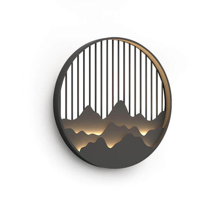 Outdoor LED Wall Light with Circular Mountain Motif