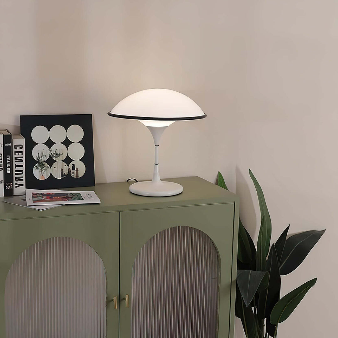 Modern Dome Table Lamp with Black Trim