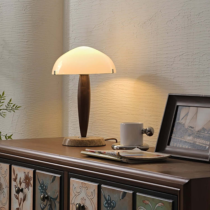 Elegant Glass & Wood Table Lamp