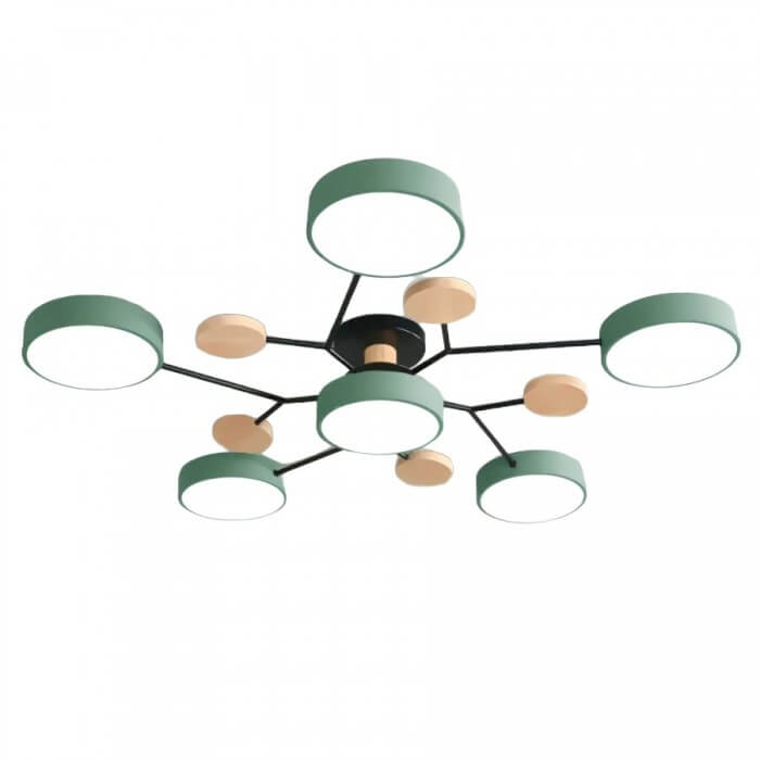 Modern Multi-Arm LED Ceiling Light with Wood Accents