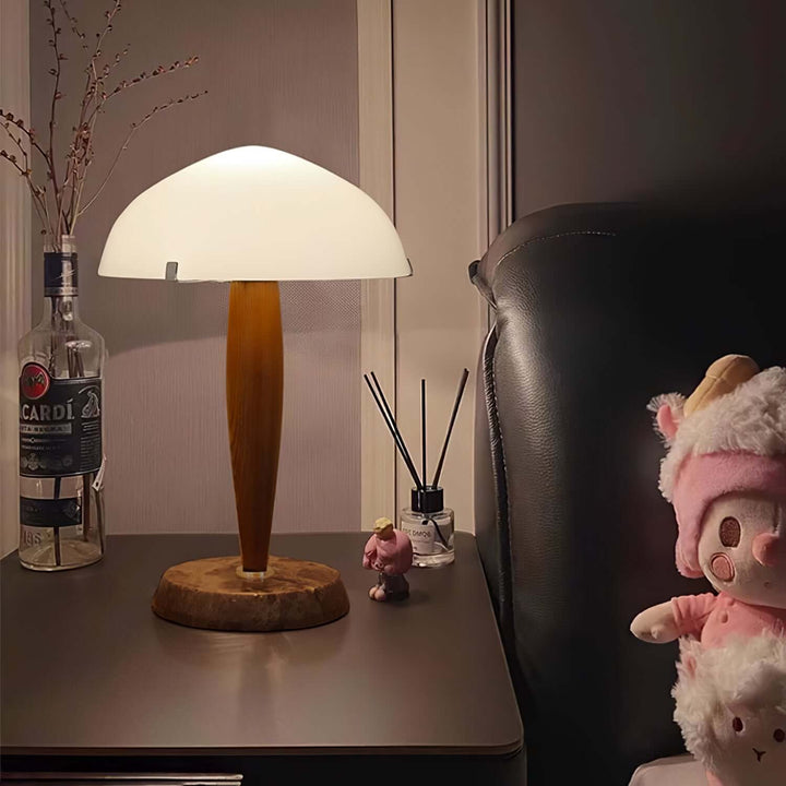 Elegant Glass & Wood Table Lamp