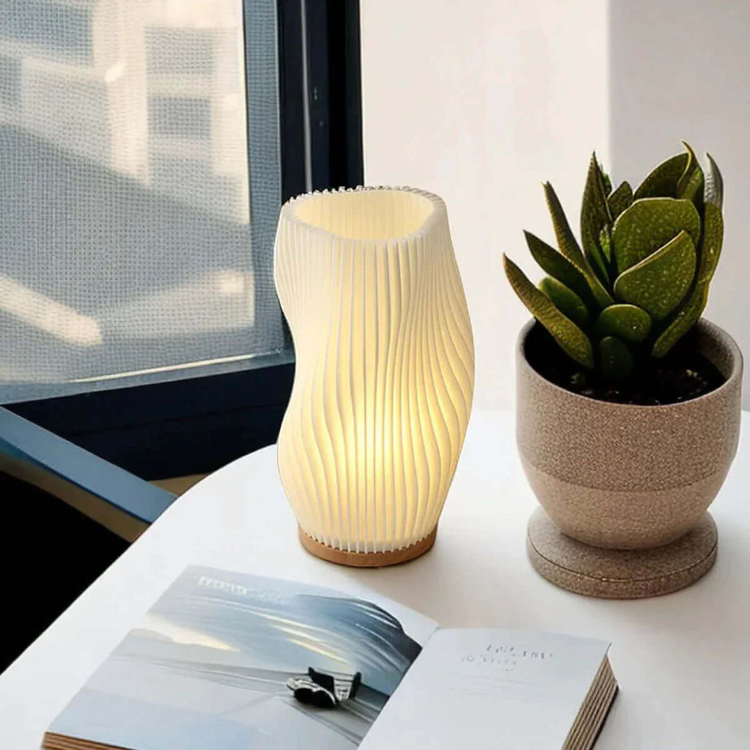 Modern Dimmable USB Desk Lamp with Wave Shade