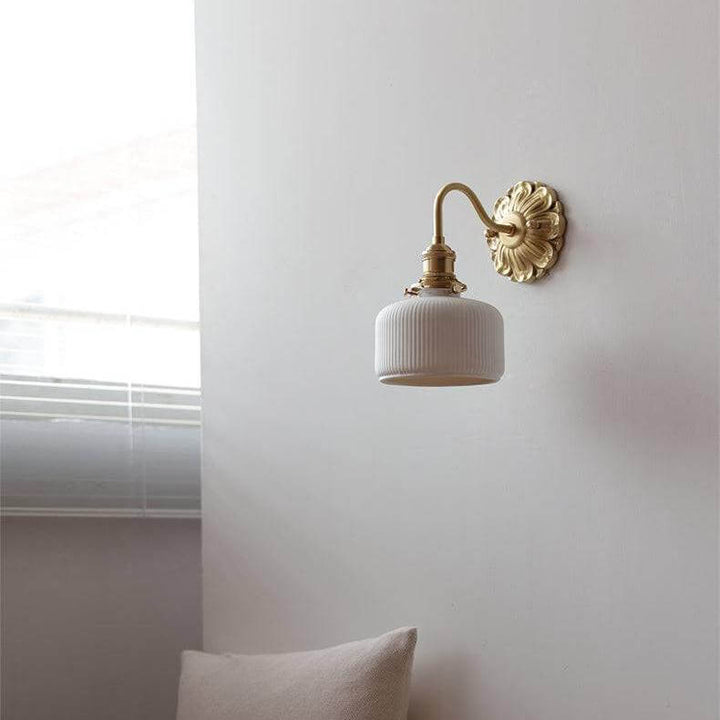 Ceramic & Brass Wall Sconce Light Fixture