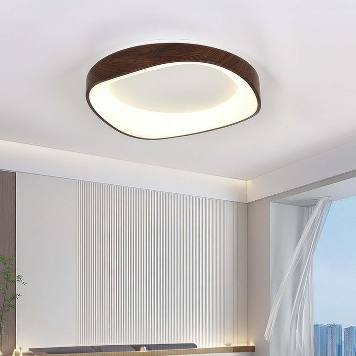 Modern Wood Grain LED Ceiling Light Fixture