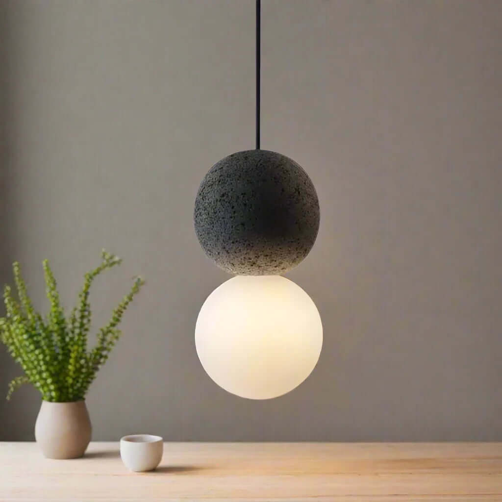 Modern Pendant Lamp with Volcanic Rock Diffuser