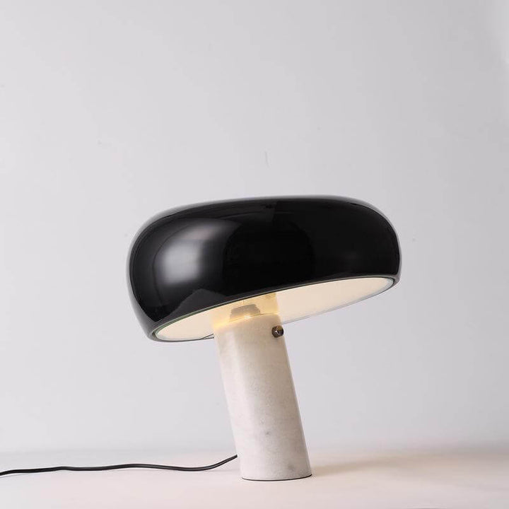 Carrara Marble Table Lamp with Glazed Metal Reflector