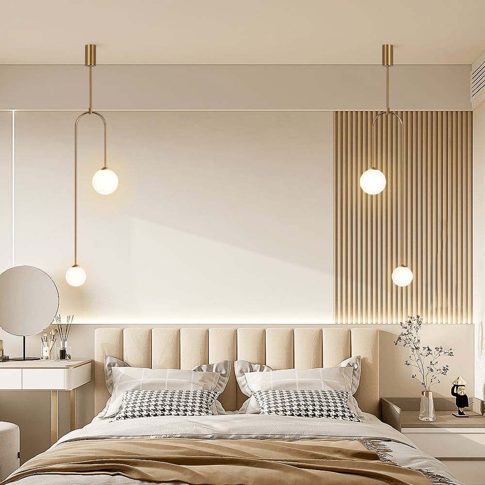 Modern U-Shaped 2-Light Glass Globe Pendant