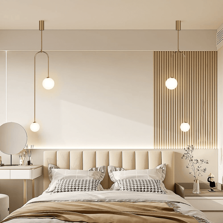 Modern U-Shaped 2-Light Glass Globe Pendant