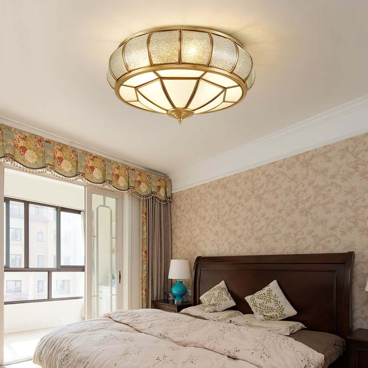 Round Textured Glass Ceiling Light Fixture