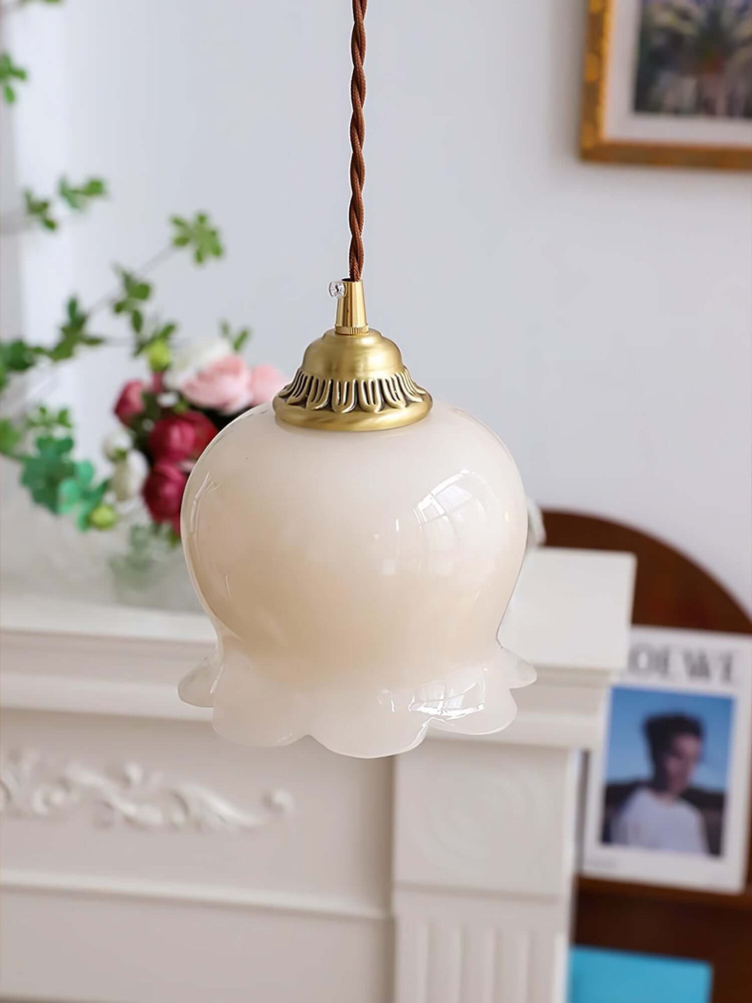 Floral Pendant Lamp, Elegant Hanging Ceiling Light Fixture