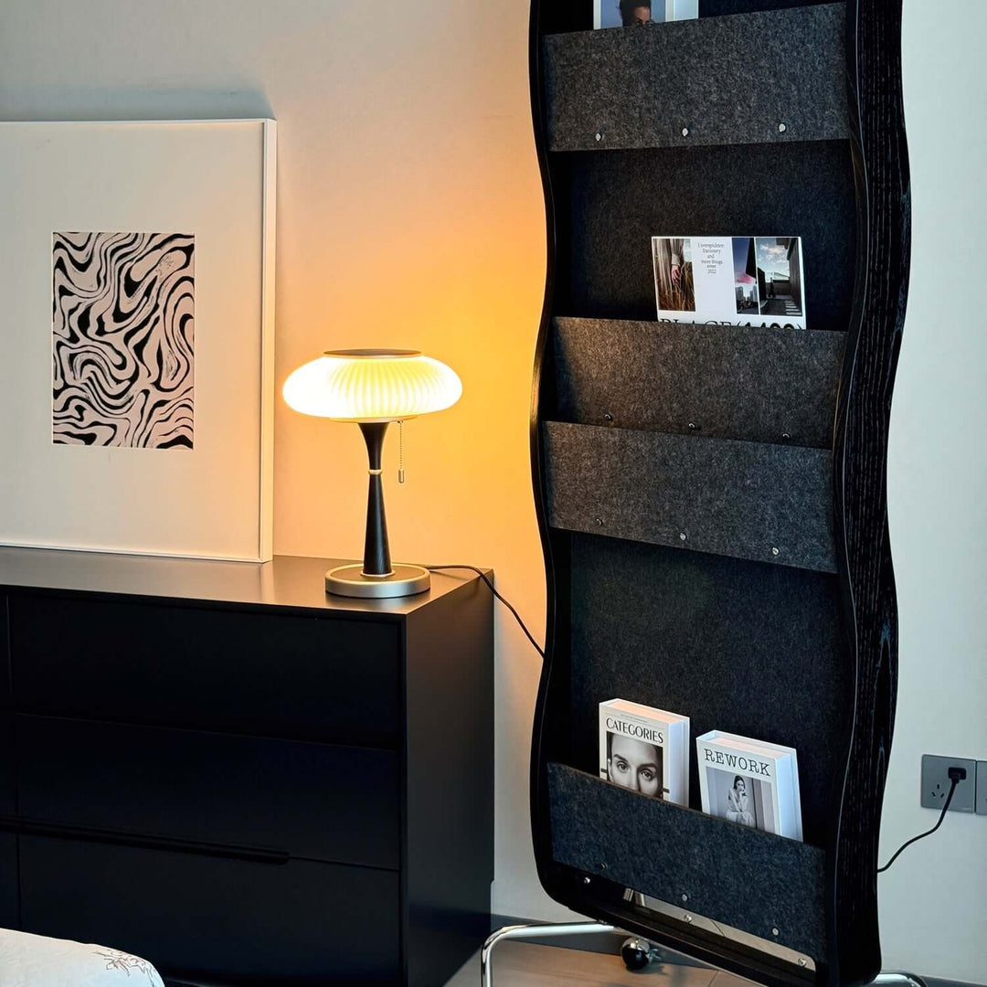 Elegant Mushroom Table Lamp with Wooden Base