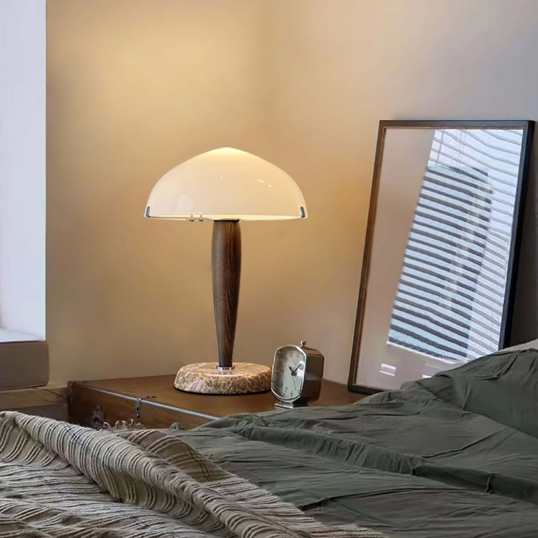 Elegant Glass & Wood Table Lamp