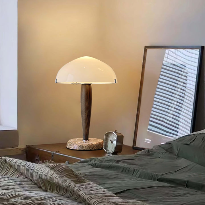 Elegant Glass & Wood Table Lamp