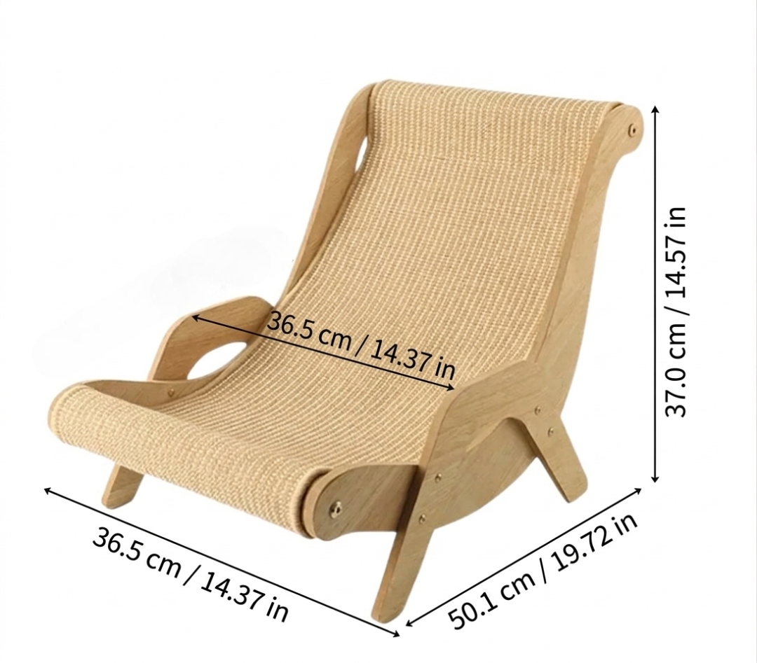 Cat Scratcher Wooden Lounge Chair - Stylish & Durable