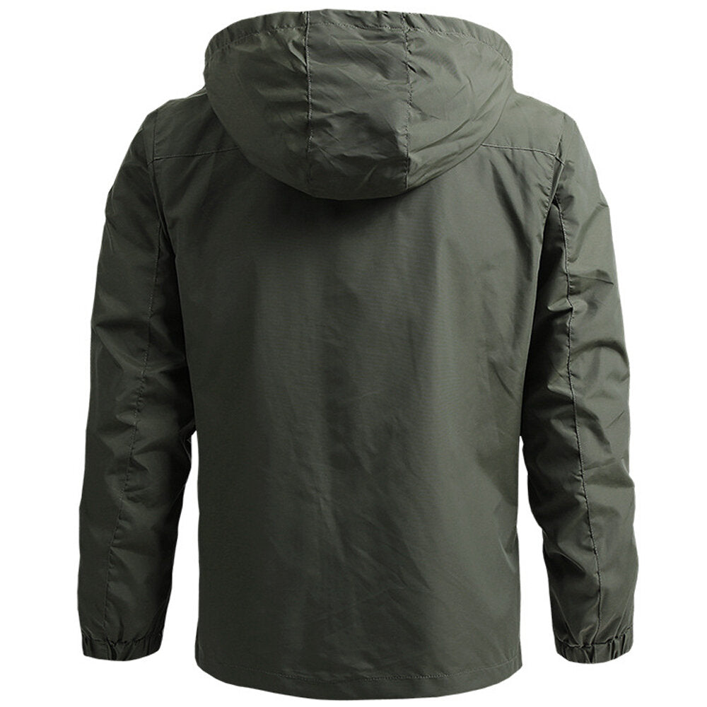 Men's Zip-Up Jacket with Water-Resistant Design and Collar