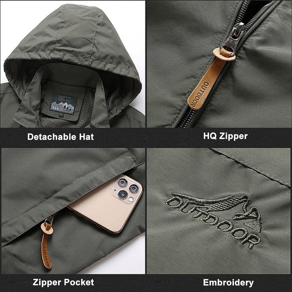 Men's Zip-Up Jacket with Water-Resistant Design and Collar