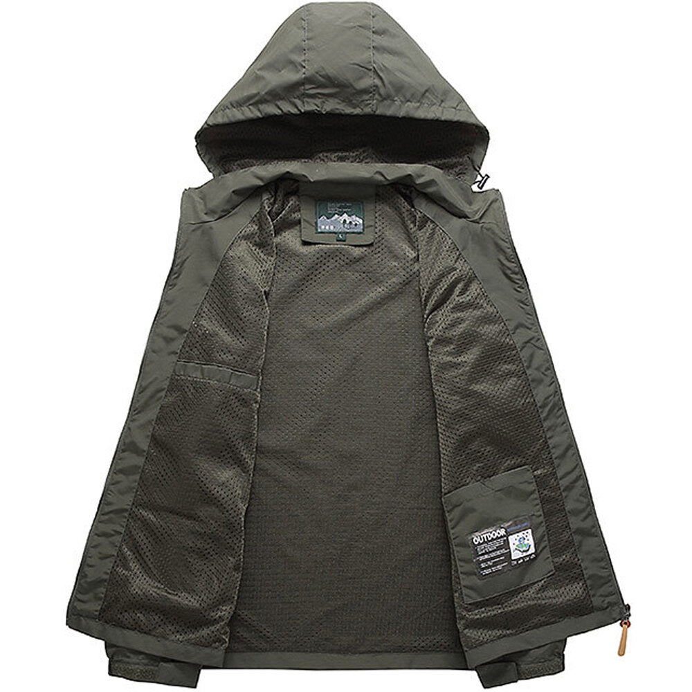 Men's Zip-Up Jacket with Water-Resistant Design and Collar