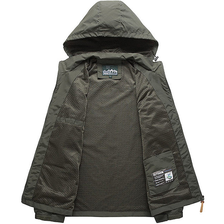 Men's Zip-Up Jacket with Water-Resistant Design and Collar
