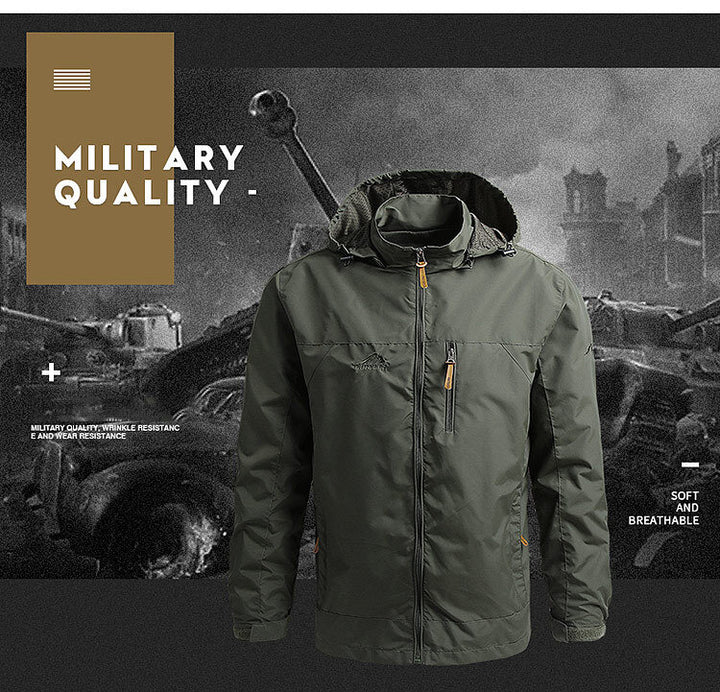 Men's Zip-Up Jacket with Water-Resistant Design and Collar
