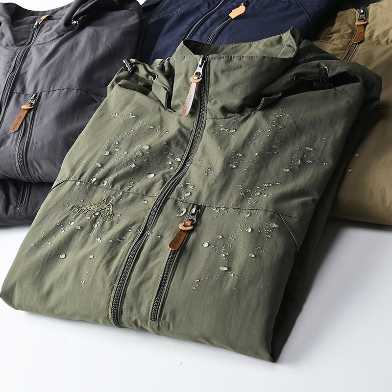 Men's Zip-Up Jacket with Water-Resistant Design and Collar
