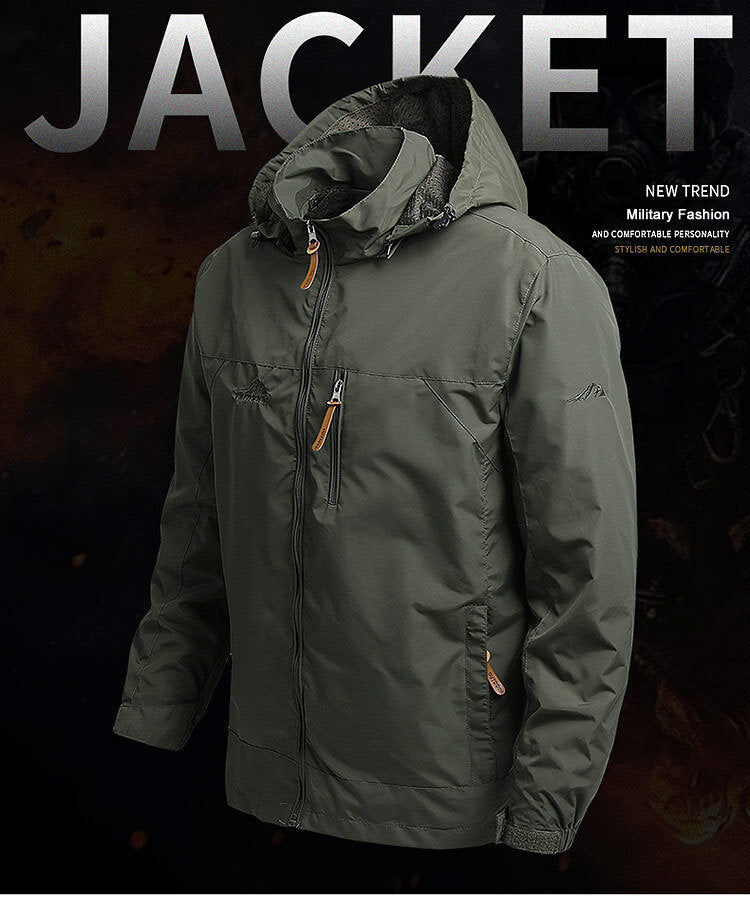 Men's Zip-Up Jacket with Water-Resistant Design and Collar