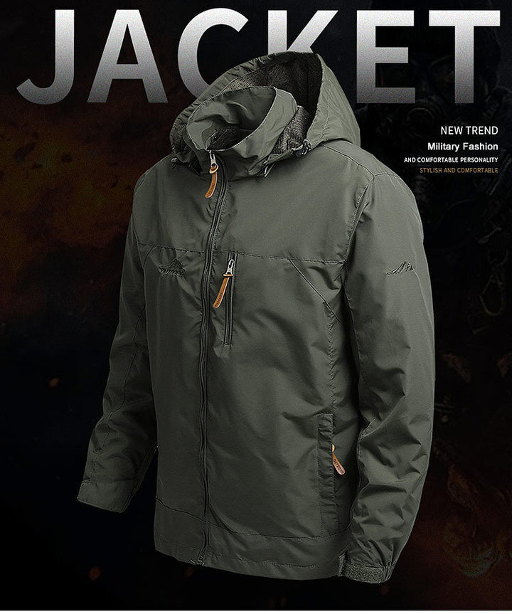 Men's Zip-Up Jacket with Water-Resistant Design and Collar