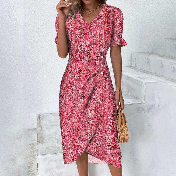 Stylish women's knee-length summer dress. Ideal for beach days, garden parties, or everyday comfort.