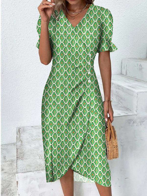 Lightweight women's summer dress. This comfortable, knee-length, flowy design is perfect for vacation.