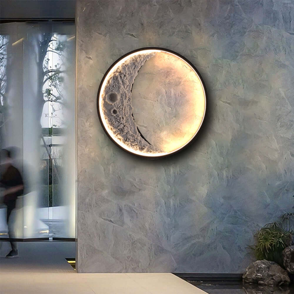3D Crescent Moon Wall Lamp 40cm LED Light Fixture
