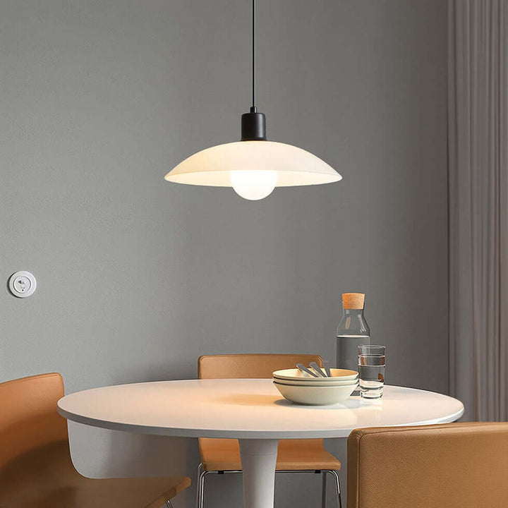 Modern White Glass Disc Pendant Light Fixture