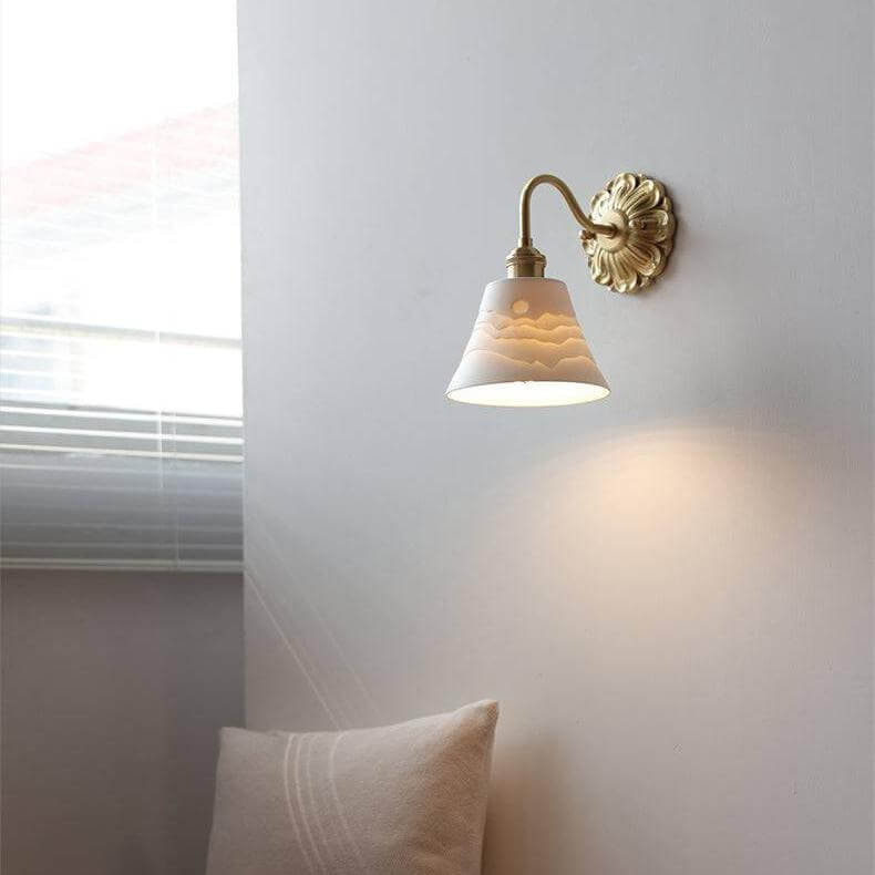 Ceramic & Brass Wall Sconce Light Fixture