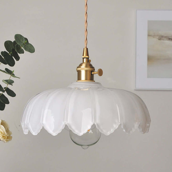 Vintage Glazed Floral Hanging Lamp